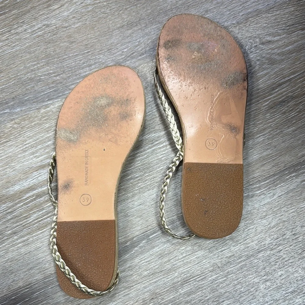 Ancient Greek Sandals Braided Sandals Tan and Gold Size 39 - Picture 4 of 4